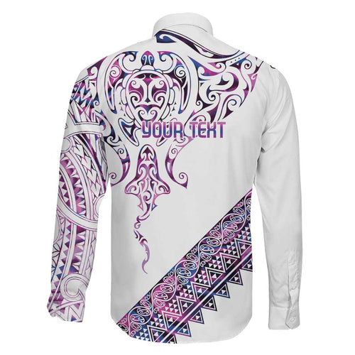 Mawhero Paua shell Kowhaiwhai Taniko Personalised Family Matching Off Shoulder Maxi Dress and Hawaiian Shirt Manta Ray Shark-Turtle Maori Tribal Style