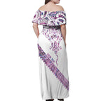 Mawhero Paua shell Kowhaiwhai Taniko Personalised Family Matching Off Shoulder Maxi Dress and Hawaiian Shirt Manta Ray Shark-Turtle Maori Tribal Style