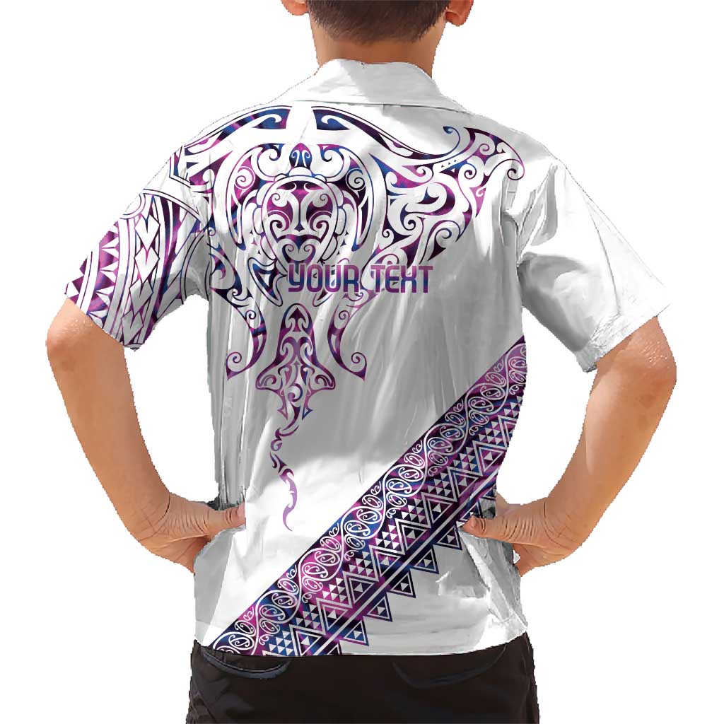 Mawhero Paua shell Kowhaiwhai Taniko Personalised Family Matching Short Sleeve Bodycon Dress and Hawaiian Shirt Manta Ray Shark-Turtle Maori Tribal Style