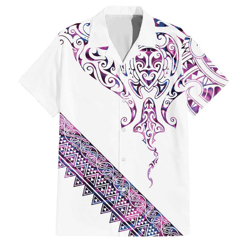 Mawhero Paua shell Kowhaiwhai Taniko Personalised Family Matching Summer Maxi Dress and Hawaiian Shirt Manta Ray Shark-Turtle Maori Tribal Style