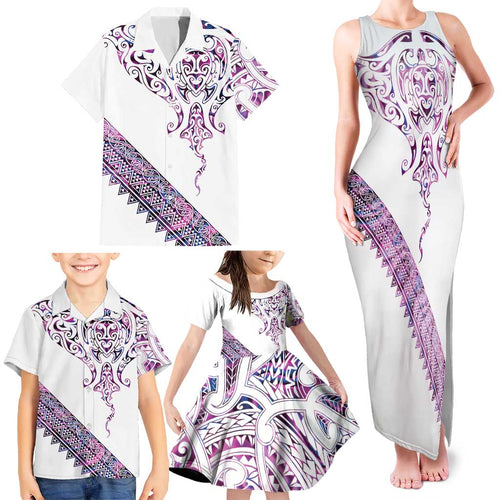 Mawhero Paua shell Kowhaiwhai Taniko Personalised Family Matching Tank Maxi Dress and Hawaiian Shirt Manta Ray Shark-Turtle Maori Tribal Style