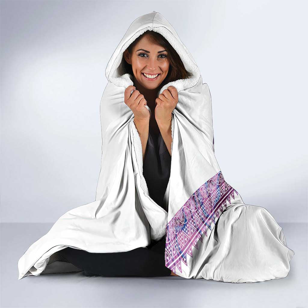 Mawhero Paua shell Kowhaiwhai Taniko Personalised Hooded Blanket Manta Ray Shark-Turtle Maori Tribal Style
