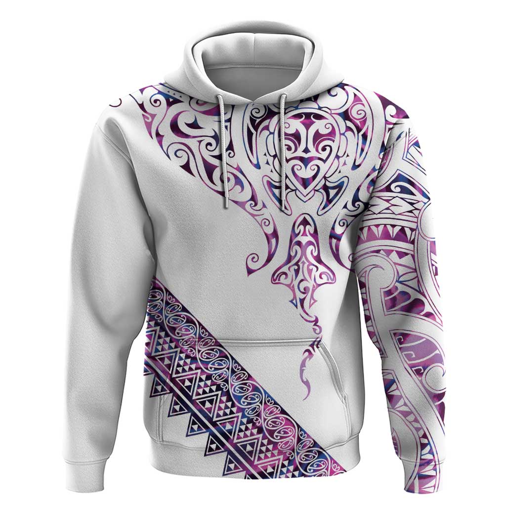 Mawhero Paua shell Kowhaiwhai Taniko Personalised Hoodie Manta Ray Shark-Turtle Maori Tribal Style