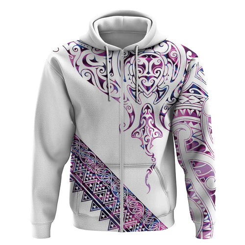 Mawhero Paua shell Kowhaiwhai Taniko Personalised Hoodie Manta Ray Shark-Turtle Maori Tribal Style