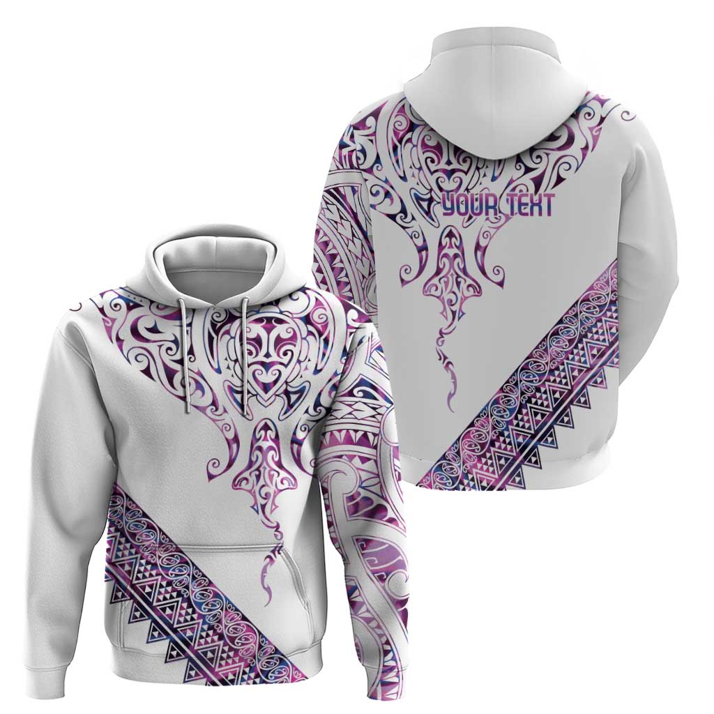 Mawhero Paua shell Kowhaiwhai Taniko Personalised Hoodie Manta Ray Shark-Turtle Maori Tribal Style