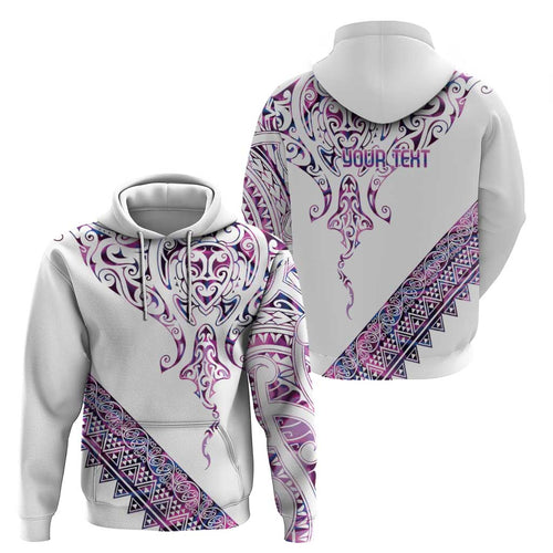 Mawhero Paua shell Kowhaiwhai Taniko Personalised Hoodie Manta Ray Shark-Turtle Maori Tribal Style