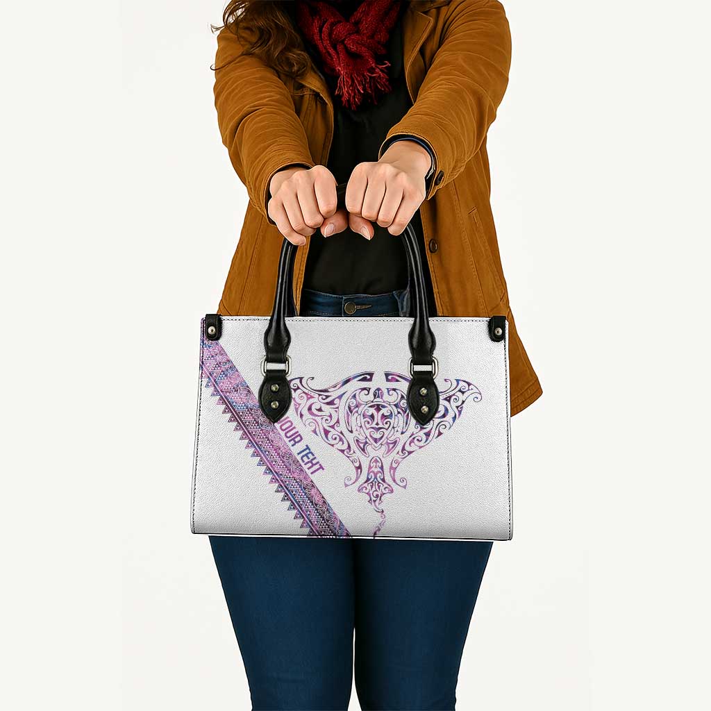 Mawhero Paua shell Kowhaiwhai Taniko Personalised Leather Bag Manta Ray Shark-Turtle Maori Tribal Style