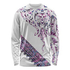 Mawhero Paua shell Kowhaiwhai Taniko Personalised Long Sleeve Shirt Manta Ray Shark-Turtle Maori Tribal Style
