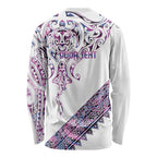 Mawhero Paua shell Kowhaiwhai Taniko Personalised Long Sleeve Shirt Manta Ray Shark-Turtle Maori Tribal Style