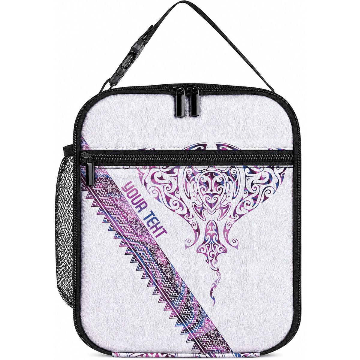 Mawhero Paua shell Kowhaiwhai Taniko Personalised Lunch Bag Manta Ray Shark-Turtle Maori Tribal Style