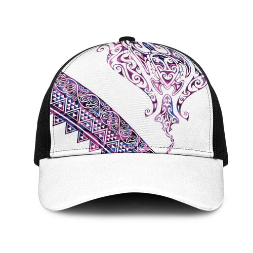 Mawhero Paua shell Kowhaiwhai Taniko Mesh Trucker Cap Manta Ray Shark-Turtle Maori Tribal Style
