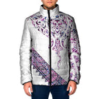 Mawhero Paua shell Kowhaiwhai Taniko Personalised Padded Jacket Manta Ray Shark-Turtle Maori Tribal Style