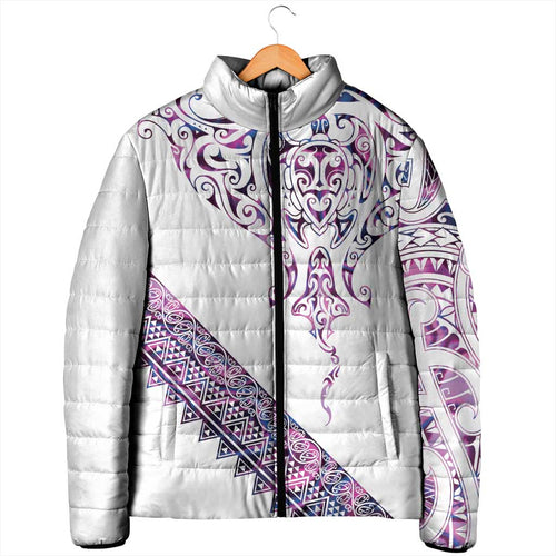 Mawhero Paua shell Kowhaiwhai Taniko Personalised Padded Jacket Manta Ray Shark-Turtle Maori Tribal Style