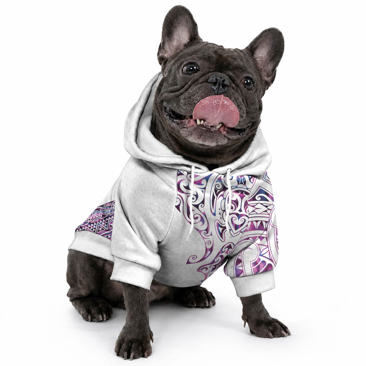 Mawhero Paua shell Kowhaiwhai Taniko Personalised Pet Hoodie Manta Ray Shark-Turtle Maori Tribal Style
