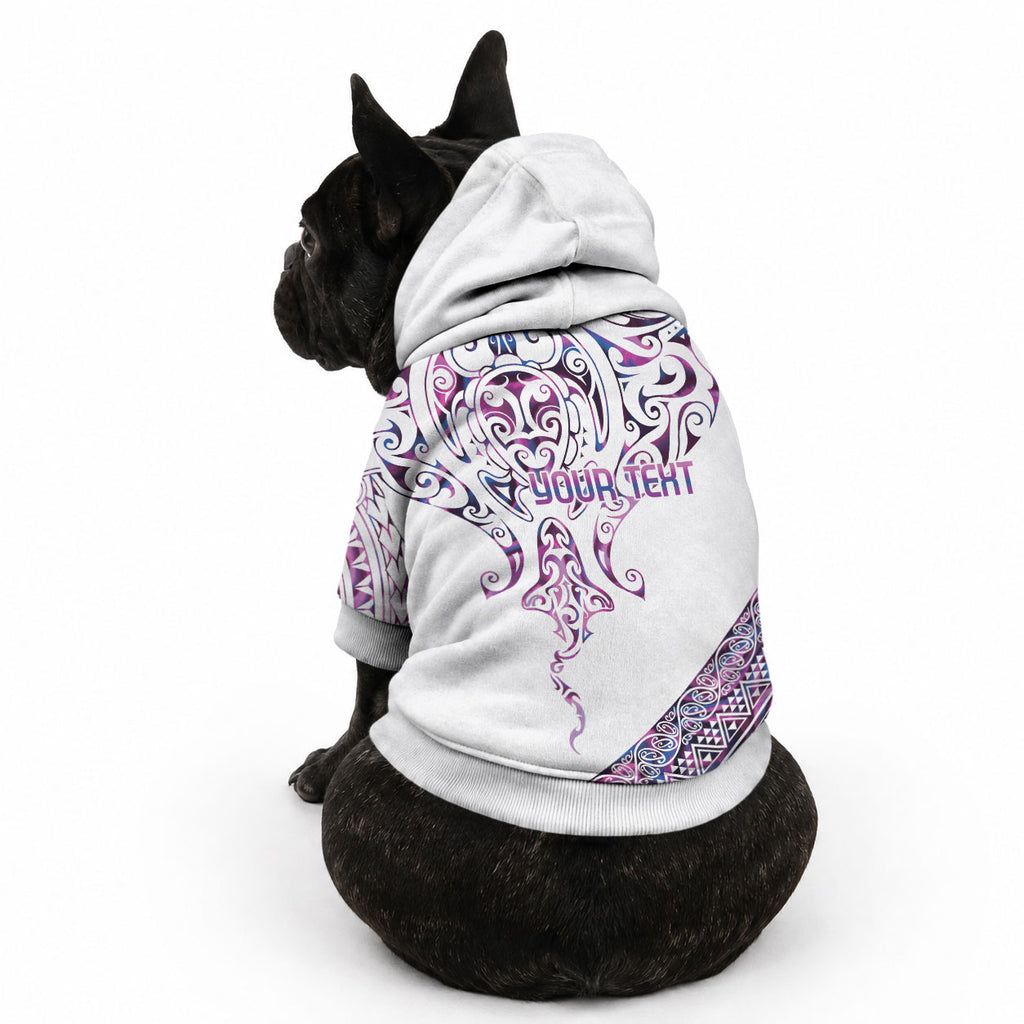 Mawhero Paua shell Kowhaiwhai Taniko Personalised Pet Hoodie Manta Ray Shark-Turtle Maori Tribal Style