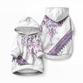 Mawhero Paua shell Kowhaiwhai Taniko Personalised Pet Hoodie Manta Ray Shark-Turtle Maori Tribal Style