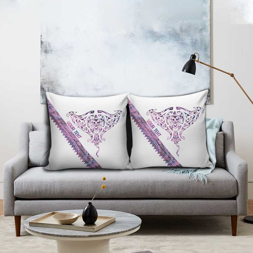Mawhero Paua shell Kowhaiwhai Taniko Personalised Pillow Cover Manta Ray Shark-Turtle Maori Tribal Style