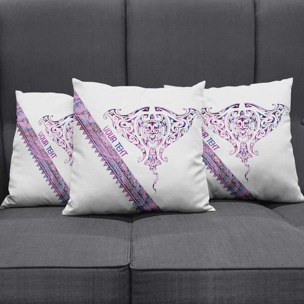 Mawhero Paua shell Kowhaiwhai Taniko Personalised Pillow Cover Manta Ray Shark-Turtle Maori Tribal Style