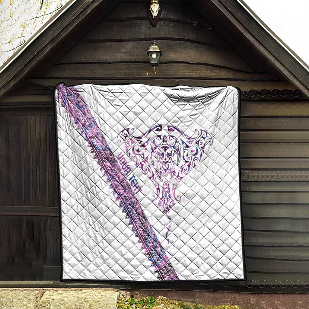 Mawhero Paua shell Kowhaiwhai Taniko Personalised Quilt Manta Ray Shark-Turtle Maori Tribal Style