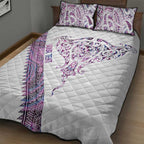 Mawhero Paua shell Kowhaiwhai Taniko Personalised Quilt Bed Set Manta Ray Shark-Turtle Maori Tribal Style