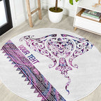 Mawhero Paua shell Kowhaiwhai Taniko Personalised Round Carpet Manta Ray Shark-Turtle Maori Tribal Style