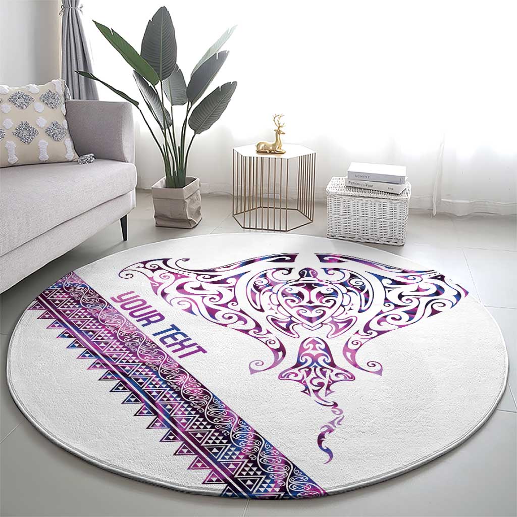 Mawhero Paua shell Kowhaiwhai Taniko Personalised Round Carpet Manta Ray Shark-Turtle Maori Tribal Style