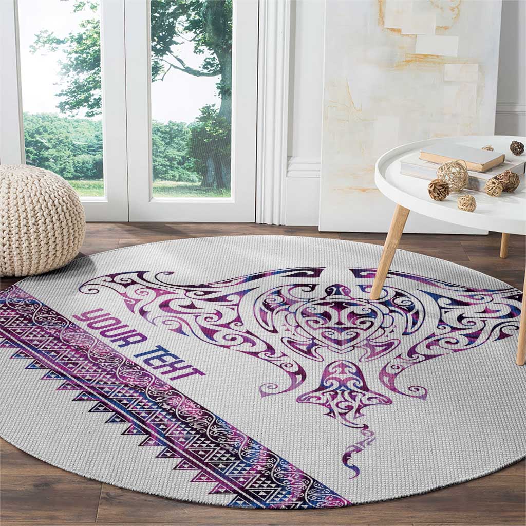 Mawhero Paua shell Kowhaiwhai Taniko Personalised Round Carpet Manta Ray Shark-Turtle Maori Tribal Style