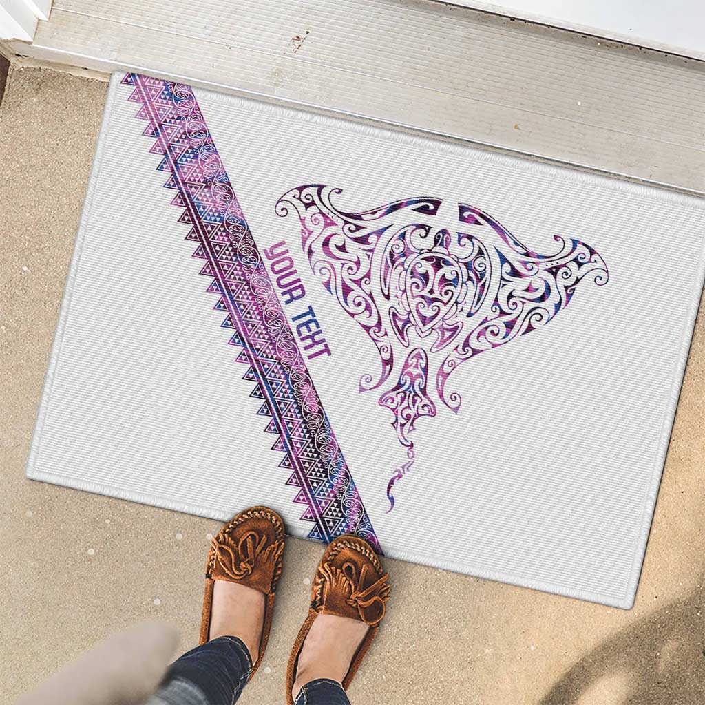Mawhero Paua shell Kowhaiwhai Taniko Personalised Rubber Doormat Manta Ray Shark-Turtle Maori Tribal Style
