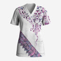 Mawhero Paua shell Kowhaiwhai Taniko Personalised Scrub Top Manta Ray Shark-Turtle Maori Tribal Style