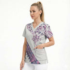 Mawhero Paua shell Kowhaiwhai Taniko Personalised Scrub Top Manta Ray Shark-Turtle Maori Tribal Style