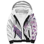 Mawhero Paua shell Kowhaiwhai Taniko Personalised Sherpa Hoodie Manta Ray Shark-Turtle Maori Tribal Style