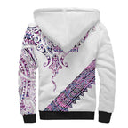 Mawhero Paua shell Kowhaiwhai Taniko Personalised Sherpa Hoodie Manta Ray Shark-Turtle Maori Tribal Style