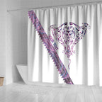 Mawhero Paua shell Kowhaiwhai Taniko Personalised Shower Curtain Manta Ray Shark-Turtle Maori Tribal Style