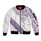 Mawhero Paua shell Kowhaiwhai Taniko Personalised Sleeve Zip Bomber Jacket Manta Ray Shark-Turtle Maori Tribal Style