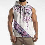Mawhero Paua shell Kowhaiwhai Taniko Personalised Sleeveless Hoodie Manta Ray Shark-Turtle Maori Tribal Style