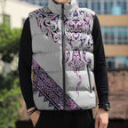 Mawhero Paua shell Kowhaiwhai Taniko Personalised Sleeveless Puffer Jacket Manta Ray Shark-Turtle Maori Tribal Style
