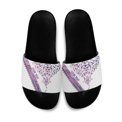 Mawhero Paua shell Kowhaiwhai Taniko Personalised Slide Sandals Manta Ray Shark-Turtle Maori Tribal Style