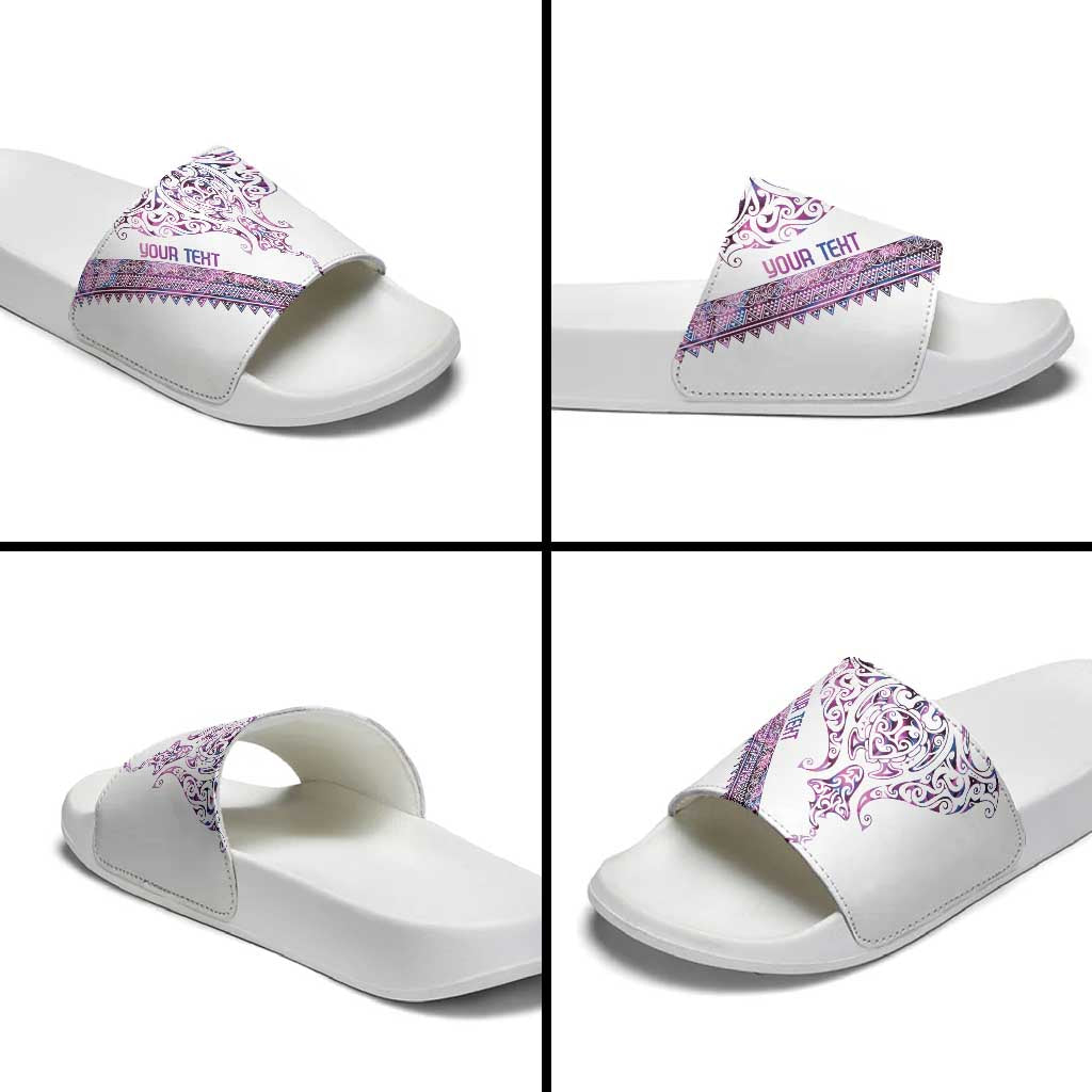 Mawhero Paua shell Kowhaiwhai Taniko Personalised Slide Sandals Manta Ray Shark-Turtle Maori Tribal Style