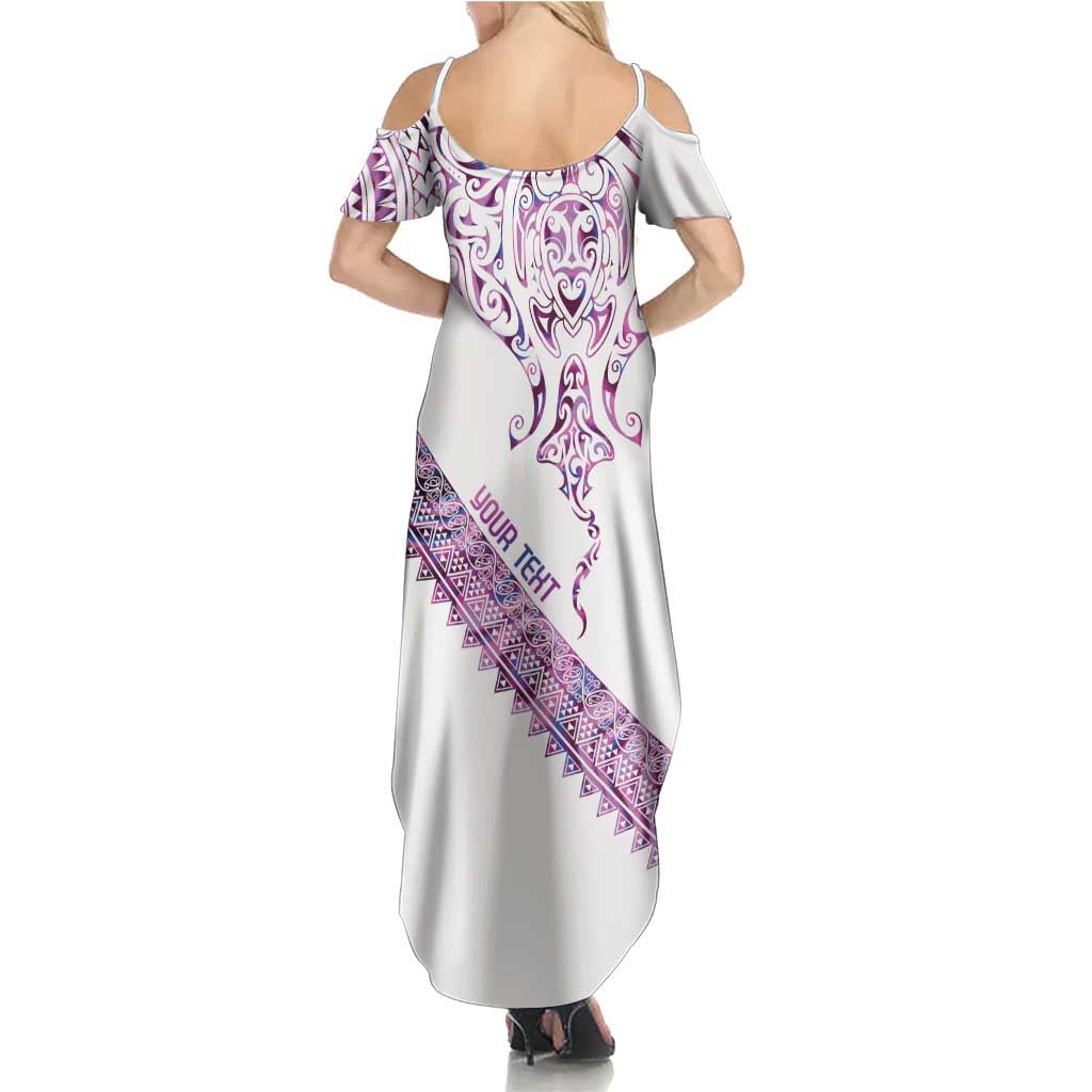 Mawhero Paua shell Kowhaiwhai Taniko Personalised Summer Maxi Dress Manta Ray Shark-Turtle Maori Tribal Style