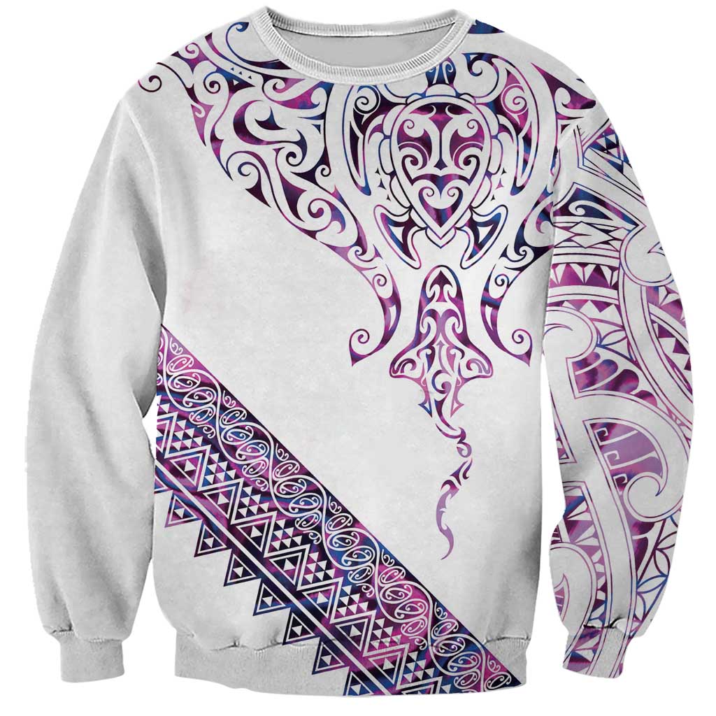 Mawhero Paua shell Kowhaiwhai Taniko Personalised Sweatshirt Manta Ray Shark-Turtle Maori Tribal Style
