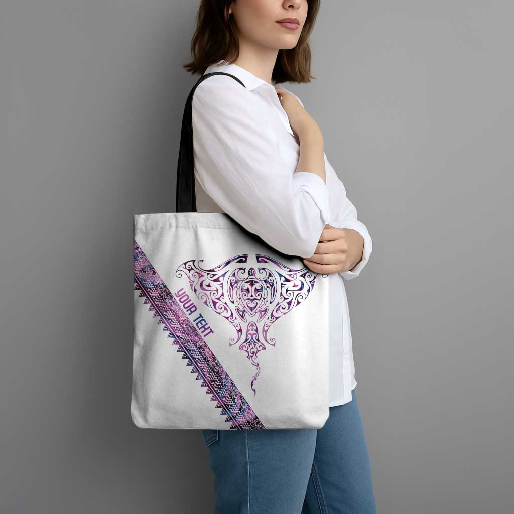 Mawhero Paua shell Kowhaiwhai Taniko Personalised Tote Bag Manta Ray Shark-Turtle Maori Tribal Style