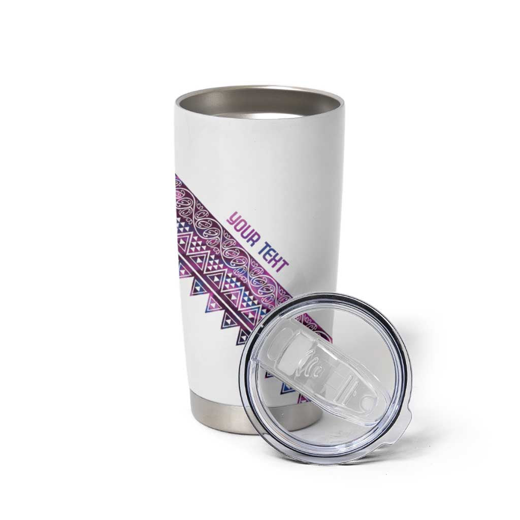 Mawhero Paua shell Kowhaiwhai Taniko Personalised Tumbler Cup Manta Ray Shark-Turtle Maori Tribal Style