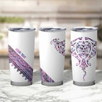 Mawhero Paua shell Kowhaiwhai Taniko Personalised Tumbler Cup Manta Ray Shark-Turtle Maori Tribal Style