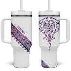 Mawhero Paua shell Kowhaiwhai Taniko Personalised Tumbler With Handle Manta Ray Shark-Turtle Maori Tribal Style