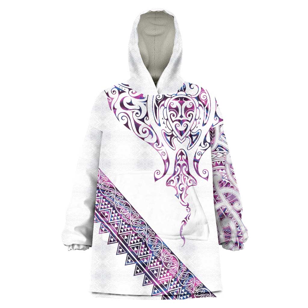 Mawhero Paua shell Kowhaiwhai Taniko Personalised Wearable Blanket Hoodie Manta Ray Shark-Turtle Maori Tribal Style