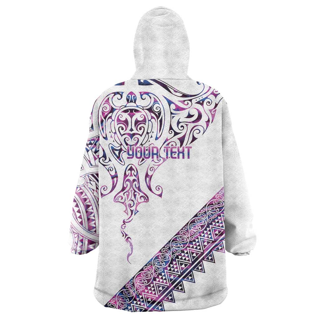 Mawhero Paua shell Kowhaiwhai Taniko Personalised Wearable Blanket Hoodie Manta Ray Shark-Turtle Maori Tribal Style