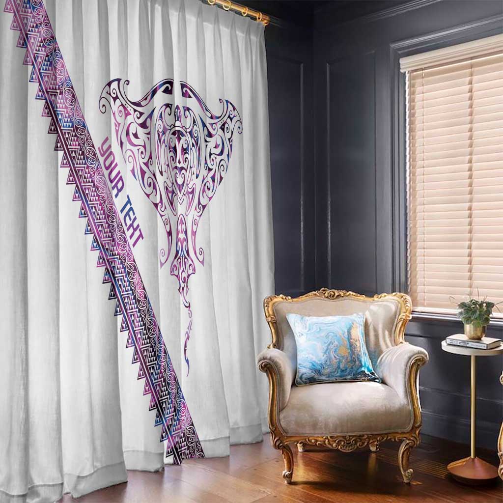 Mawhero Paua shell Kowhaiwhai Taniko Personalised Window Curtain Manta Ray Shark-Turtle Maori Tribal Style