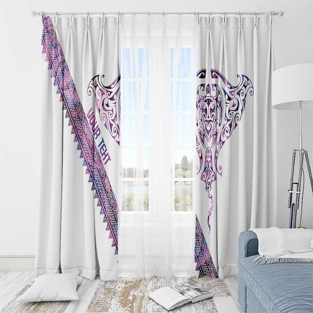 Mawhero Paua shell Kowhaiwhai Taniko Personalised Window Curtain Manta Ray Shark-Turtle Maori Tribal Style