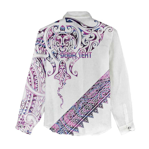 Mawhero Paua shell Kowhaiwhai Taniko Personalised Women Casual Shirt Manta Ray Shark-Turtle Maori Tribal Style