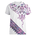 Mawhero Paua shell Kowhaiwhai Taniko Personalised Women V-Neck T-Shirt Manta Ray Shark-Turtle Maori Tribal Style
